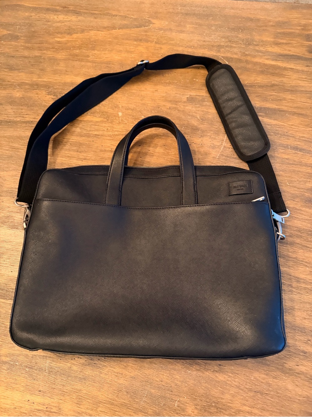Jack Spade Pebbled Leather Slim Brief Black Crossbody Trolly sleeve